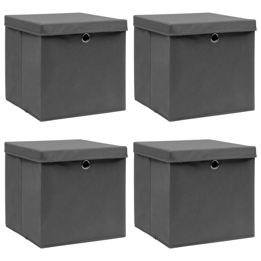 Storage Boxes With Lids 10 Pcs Grey 32X32X32 Cm Fabric
