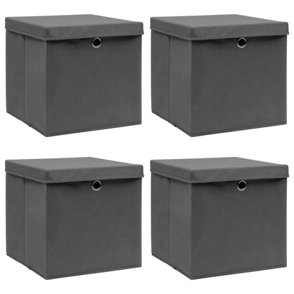 Storage Boxes With Lids 10 Pcs Grey 32X32X32 Cm Fabric