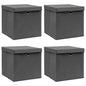 Storage Boxes With Lids 10 Pcs Grey 32X32X32 Cm Fabric