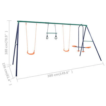 Swing Set With Gymnastic Rings And 4 Seats Steel