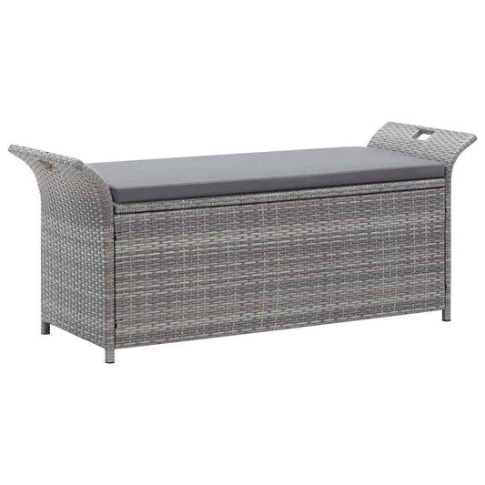 Storage Bench With Cushion 138 Cm Poly Rattan