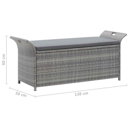 Storage Bench With Cushion 138 Cm Poly Rattan