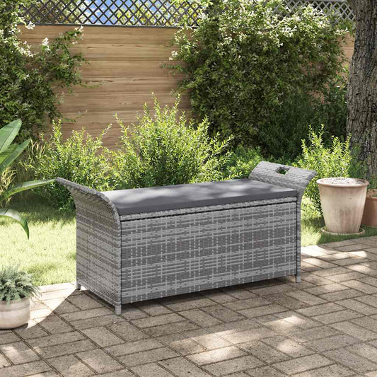 Storage Bench With Cushion 138 Cm Poly Rattan