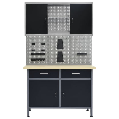 Workbench With Three Wall Panels And One Cabinet