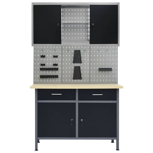 Workbench With Three Wall Panels And One Cabinet