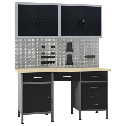 Workbench With Four Wall Panels And Two Cabinets