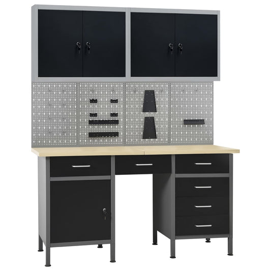 Workbench With Four Wall Panels And Two Cabinets