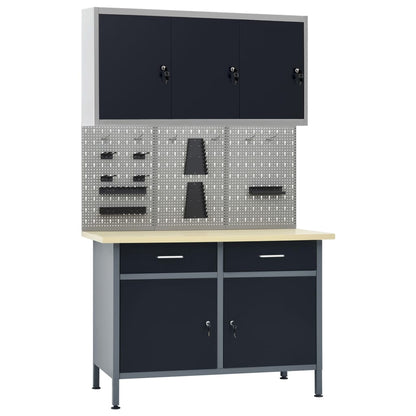 Workbench With Three Wall Panels And One Cabinet
