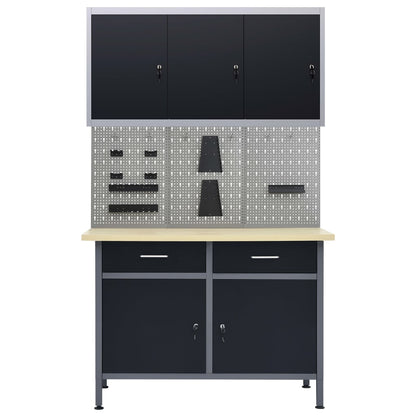 Workbench With Three Wall Panels And One Cabinet