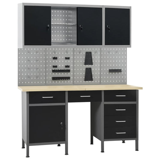 Workbench With Four Wall Panels And Two Cabinets