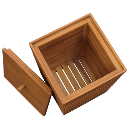 Laundry Basket 30X30X45 Cm Solid Teak Wood