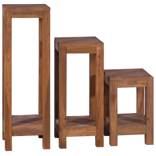 Plant Stands 3 Pcs Solid Teak Wood