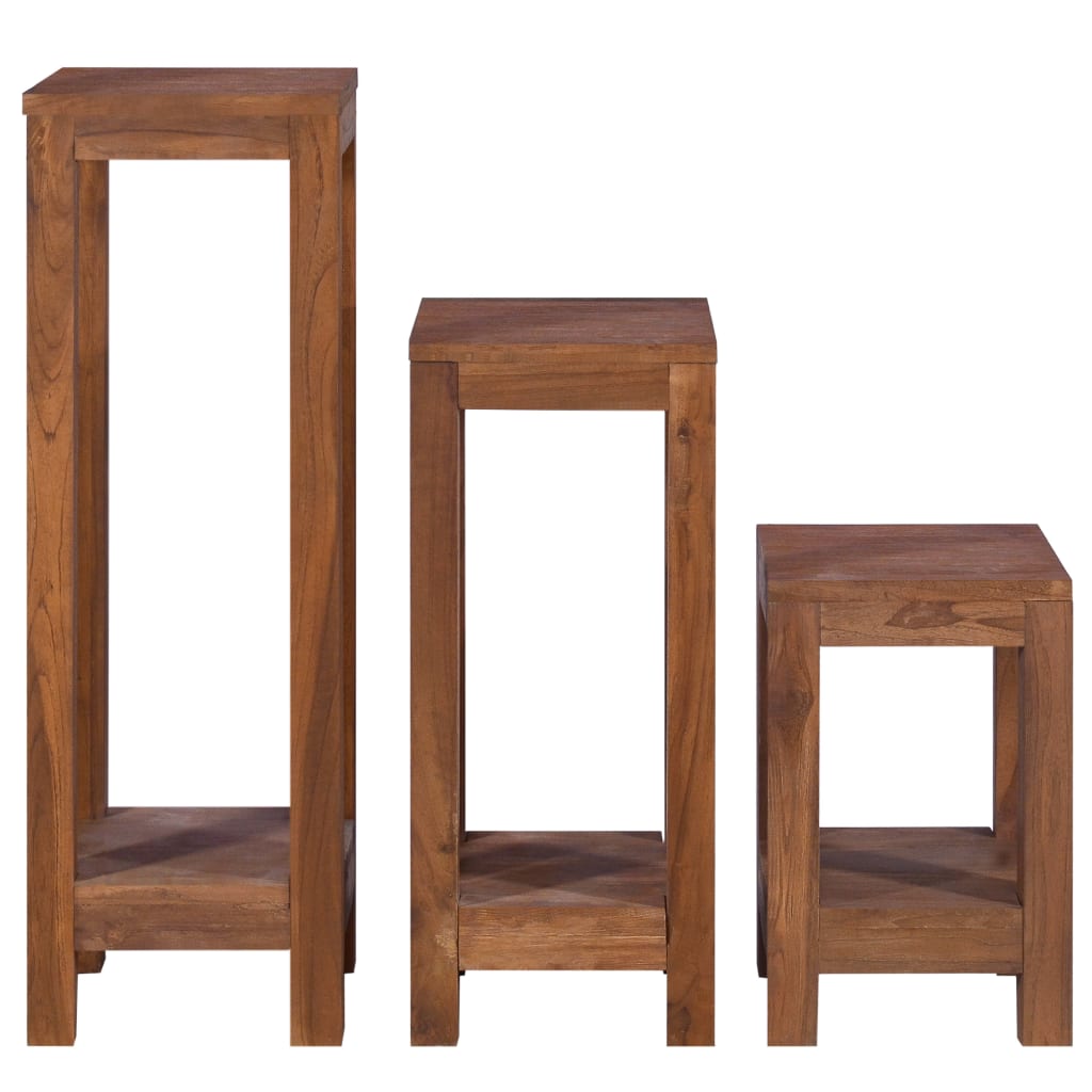 Plant Stands 3 Pcs Solid Teak Wood