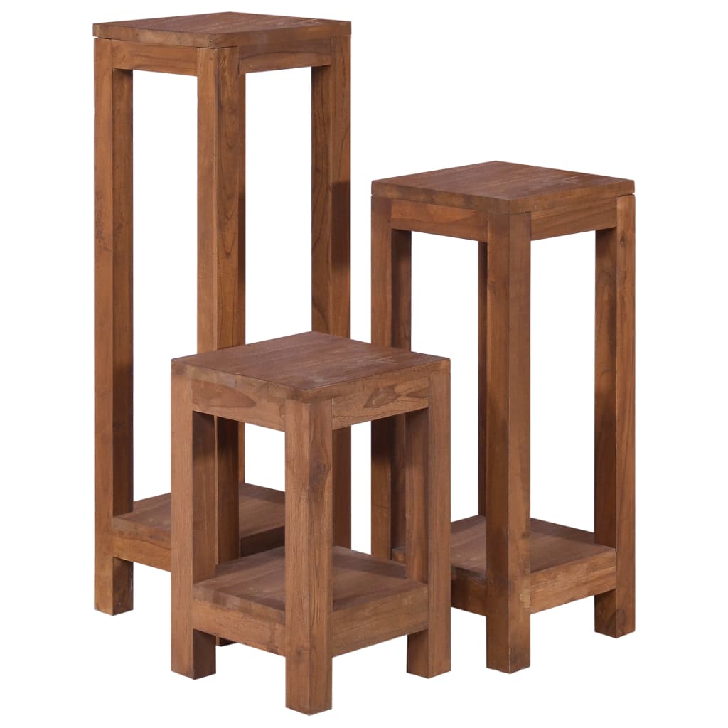 Plant Stands 3 Pcs Solid Teak Wood