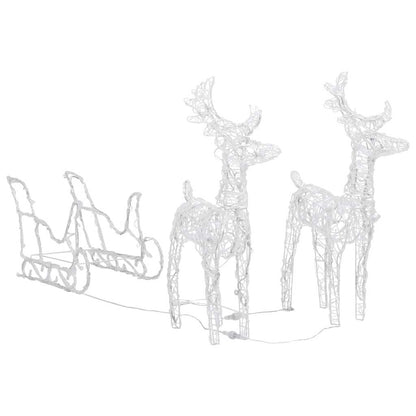 Reindeers & Sleigh Christmas Decoration 160 Leds 130 Cm Acrylic