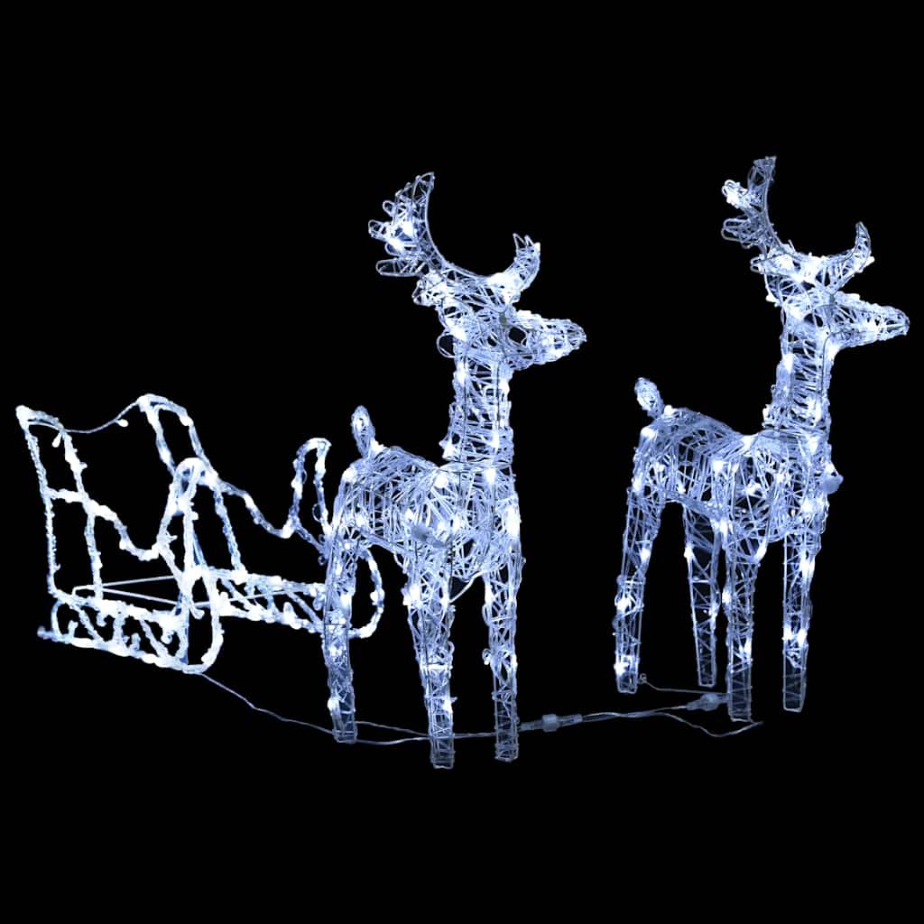Reindeers & Sleigh Christmas Decoration 160 Leds 130 Cm Acrylic