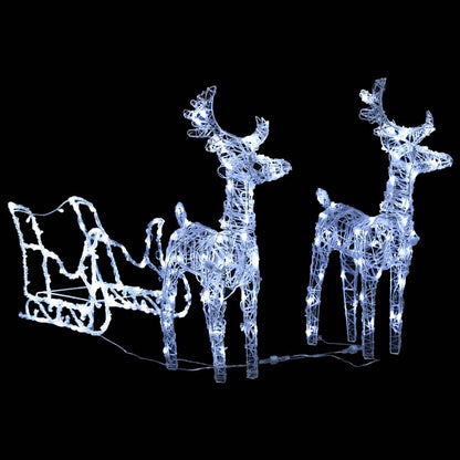 Reindeers & Sleigh Christmas Decoration 160 Leds 130 Cm Acrylic