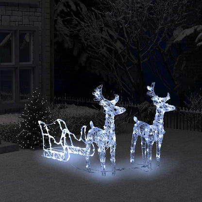 Reindeers & Sleigh Christmas Decoration 160 Leds 130 Cm Acrylic
