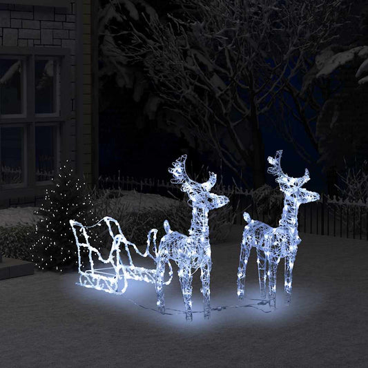 Reindeers & Sleigh Christmas Decoration 160 Leds 130 Cm Acrylic