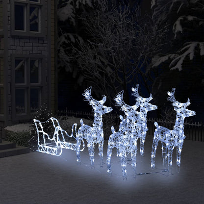 Reindeers & Sleigh Christmas Decoration 160 Leds 130 Cm Acrylic