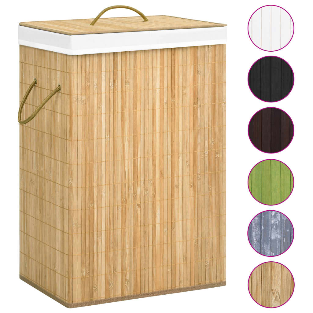 Bamboo Laundry Basket With 2 Sections 72 L