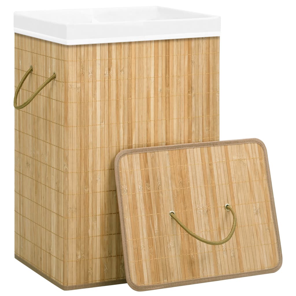 Bamboo Laundry Basket With 2 Sections 72 L