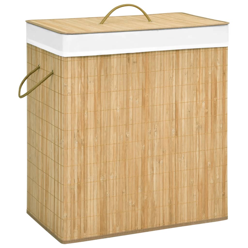 Bamboo Laundry Basket With 2 Sections 72 L