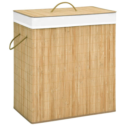 Bamboo Laundry Basket With 2 Sections 72 L