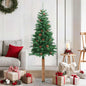 Slim Christmas Tree With Real Wood And Cones Green 150 Cm Pvc