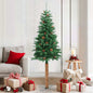 Slim Christmas Tree With Real Wood And Cones Green 150 Cm Pvc