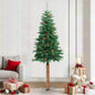 Slim Christmas Tree With Real Wood And Cones Green 150 Cm Pvc