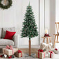 Slim Christmas Tree With Real Wood And Cones Green 150 Cm Pvc