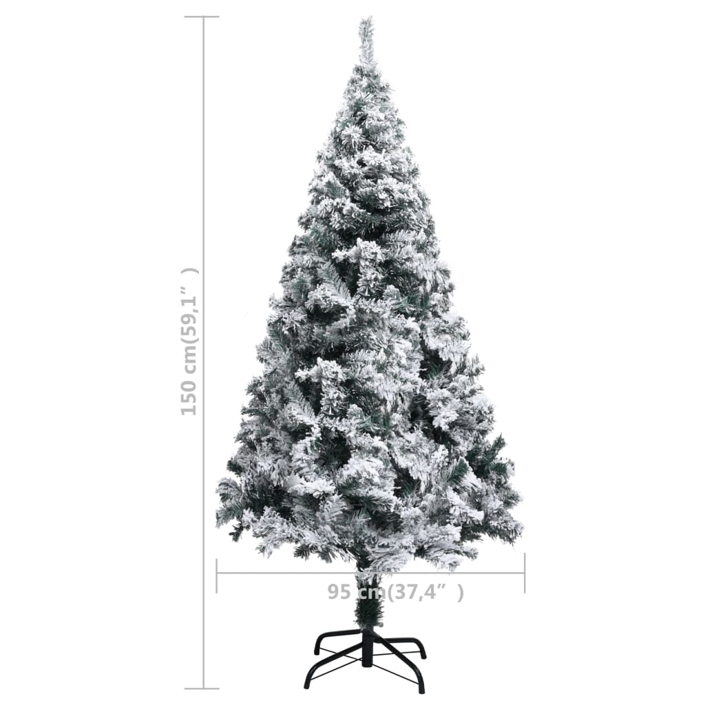Artificial Christmas Tree With Flocked Snow Green 150 M Pvc