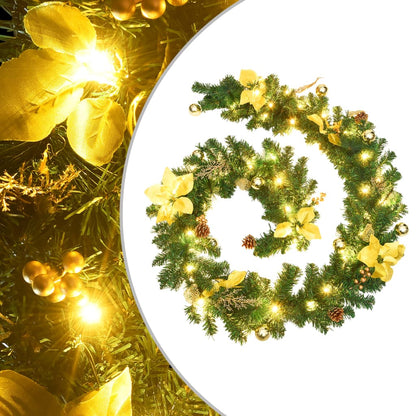Christmas Garland With Led Lights Black 2.7 M Pvc