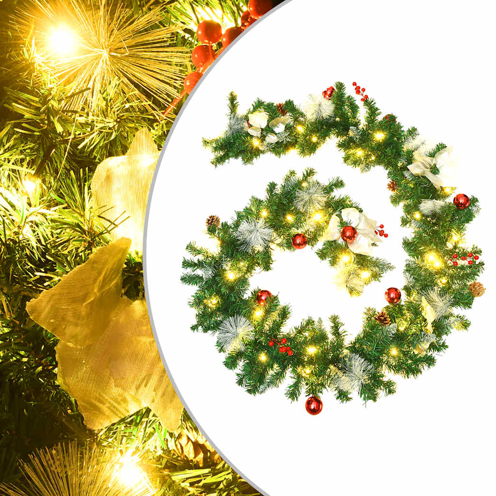 Christmas Garland With Led Lights Black 2.7 M Pvc