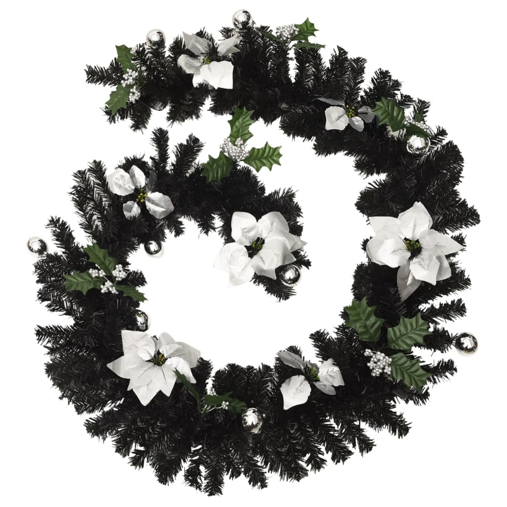 Christmas Garland With Led Lights Black 2.7 M Pvc