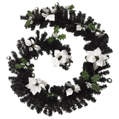 Christmas Garland With Led Lights Black 2.7 M Pvc