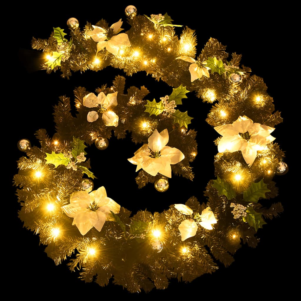 Christmas Garland With Led Lights Black 2.7 M Pvc