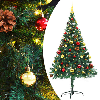 Artificial Pre-Lit Christmas Tree With Baubles 150 Cm