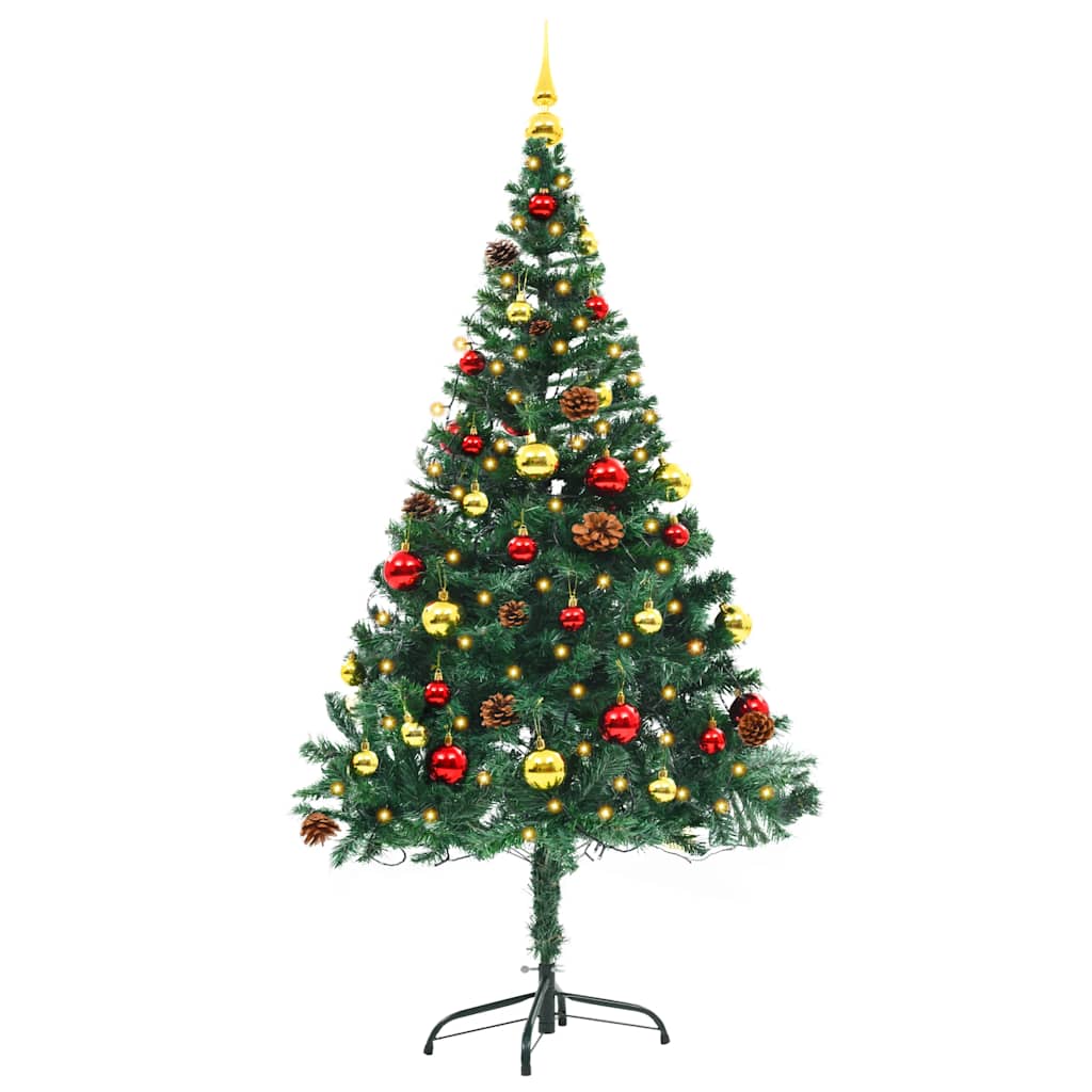 Artificial Pre-Lit Christmas Tree With Baubles 150 Cm