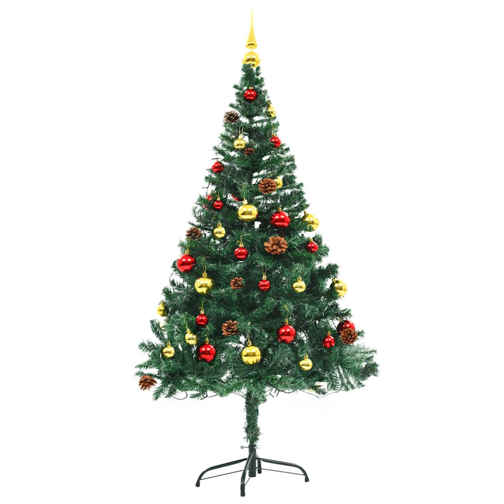 Artificial Pre-Lit Christmas Tree With Baubles 150 Cm