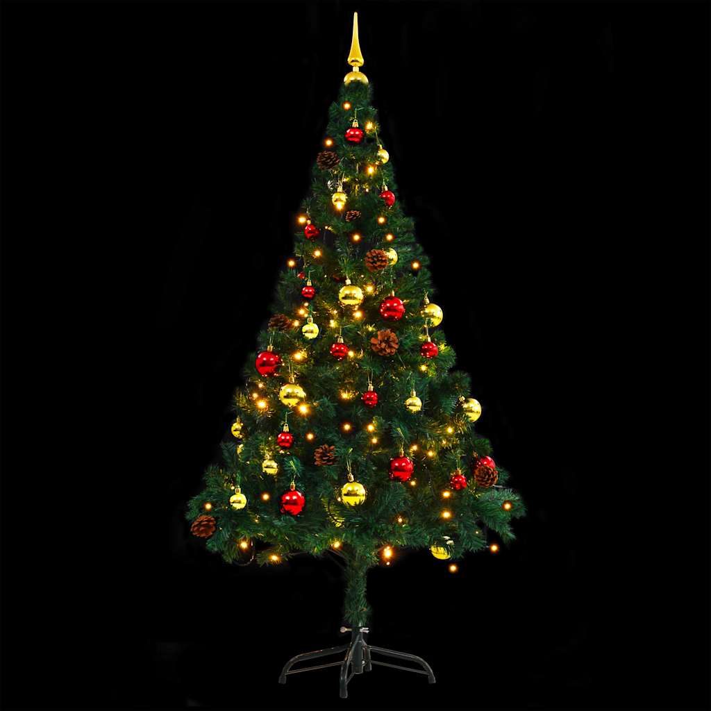 Artificial Pre-Lit Christmas Tree With Baubles 150 Cm