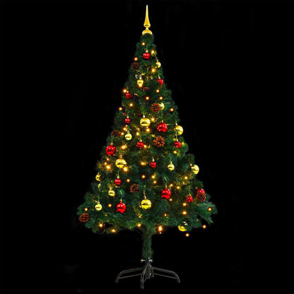 Artificial Pre-Lit Christmas Tree With Baubles 150 Cm