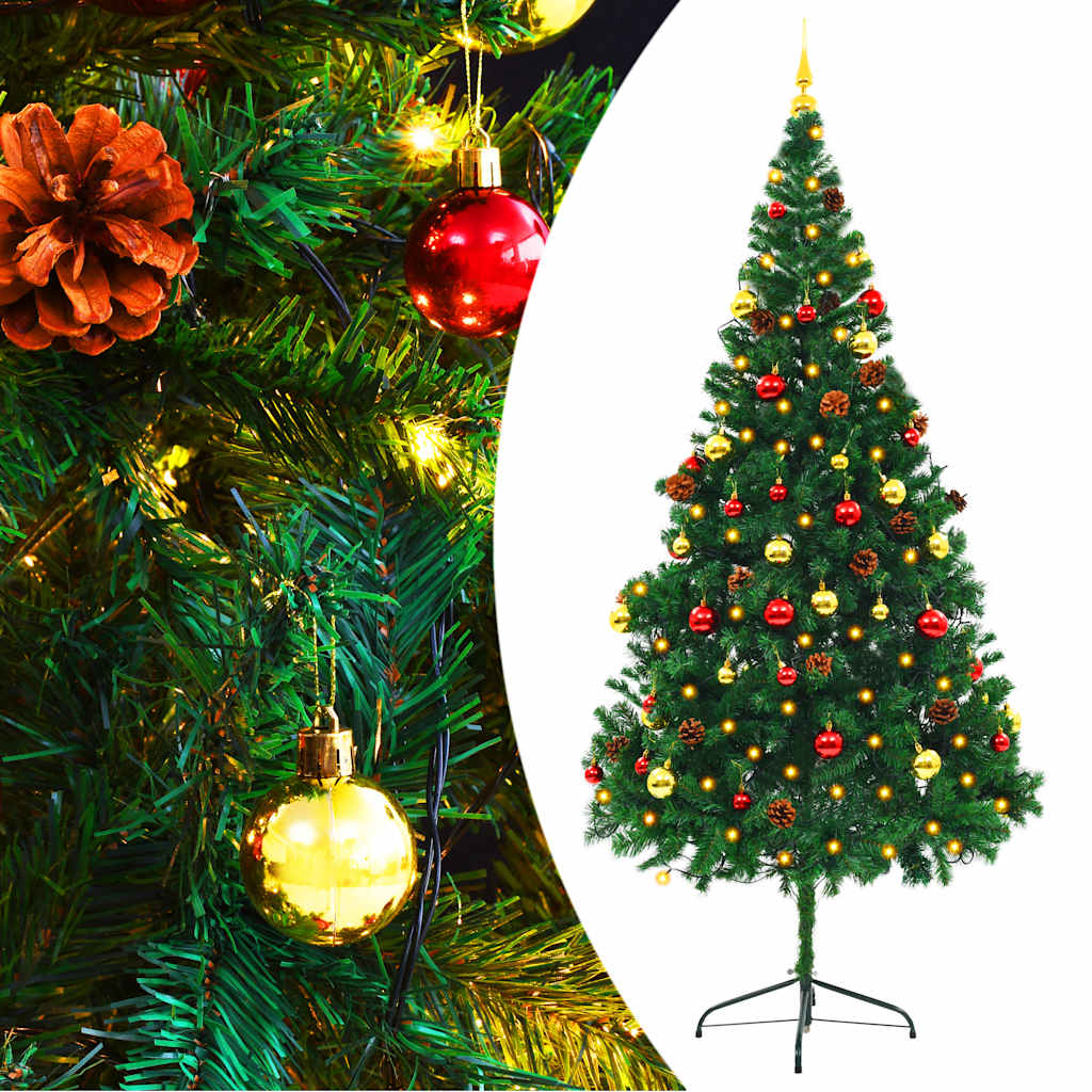 Artificial Pre-Lit Christmas Tree With Baubles 150 Cm