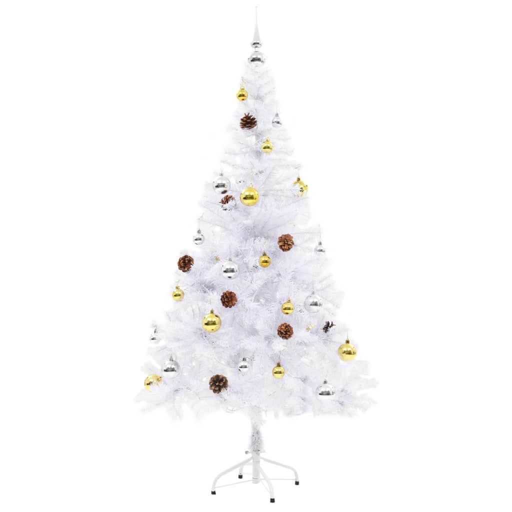 Artificial Pre-Lit Christmas Tree With Baubles 150 Cm