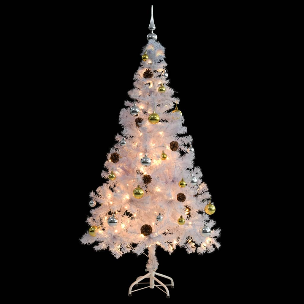 Artificial Pre-Lit Christmas Tree With Baubles 150 Cm