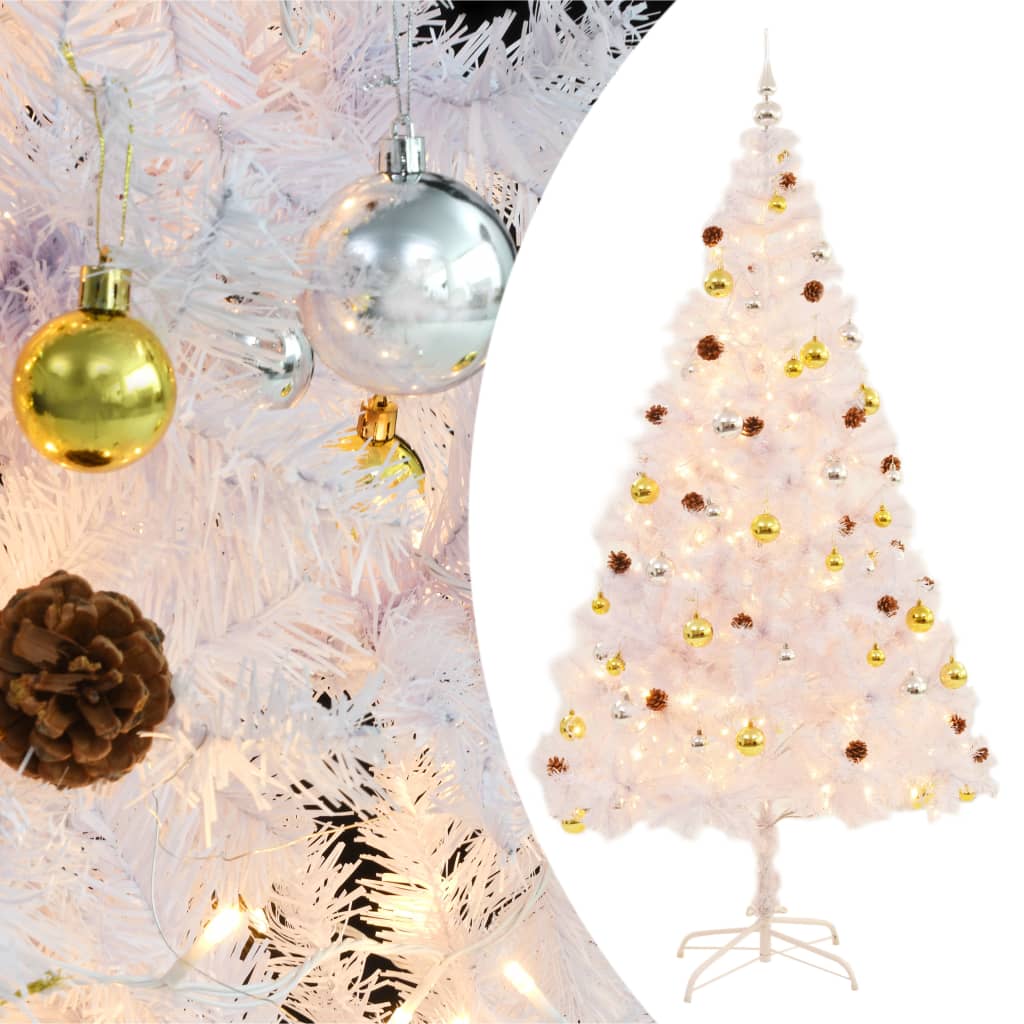 Artificial Pre-Lit Christmas Tree With Baubles 150 Cm