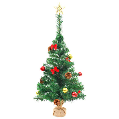 Artificial Pre-Lit Christmas Tree With Baubles Green 64 Cm