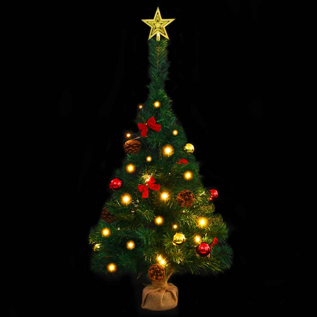 Artificial Pre-Lit Christmas Tree With Baubles Green 64 Cm
