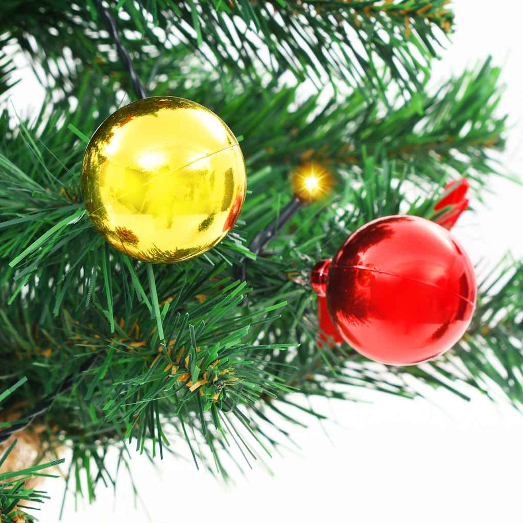 Artificial Pre-Lit Christmas Tree With Baubles Green 64 Cm